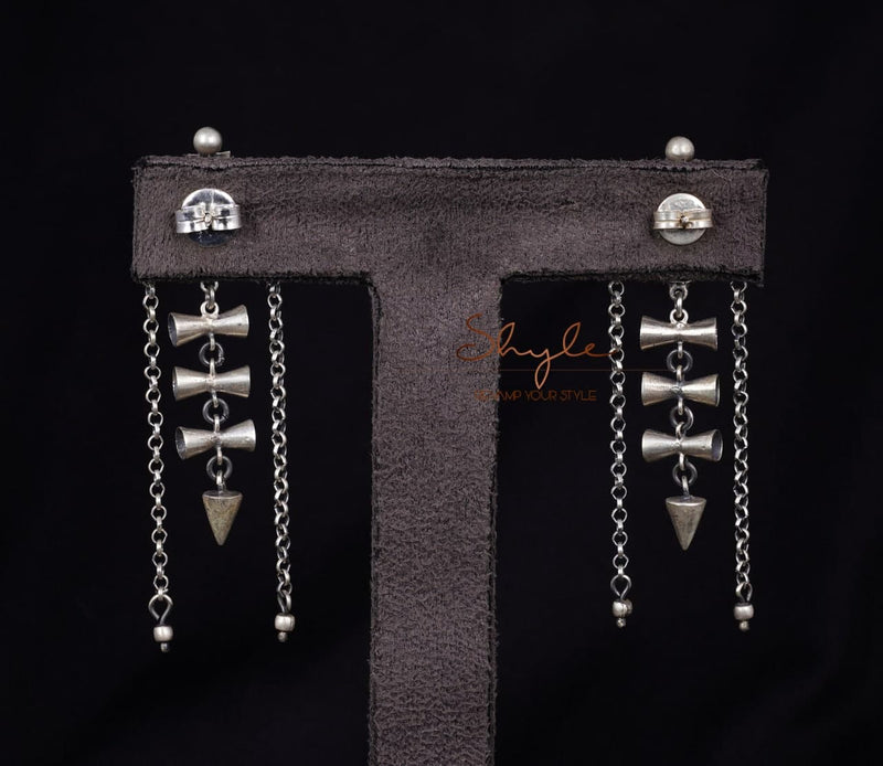 Mizoya Textured Damru Sequence Danglers back