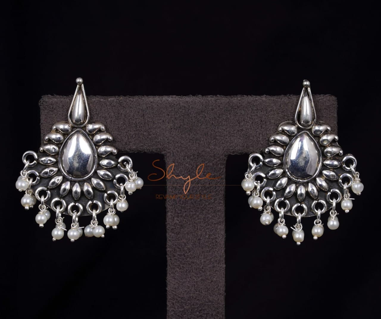 Essence Fine Embossed Pearl Drop Earrings