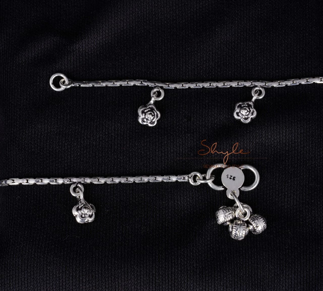Adya Rose Drop fine Anklet Pair