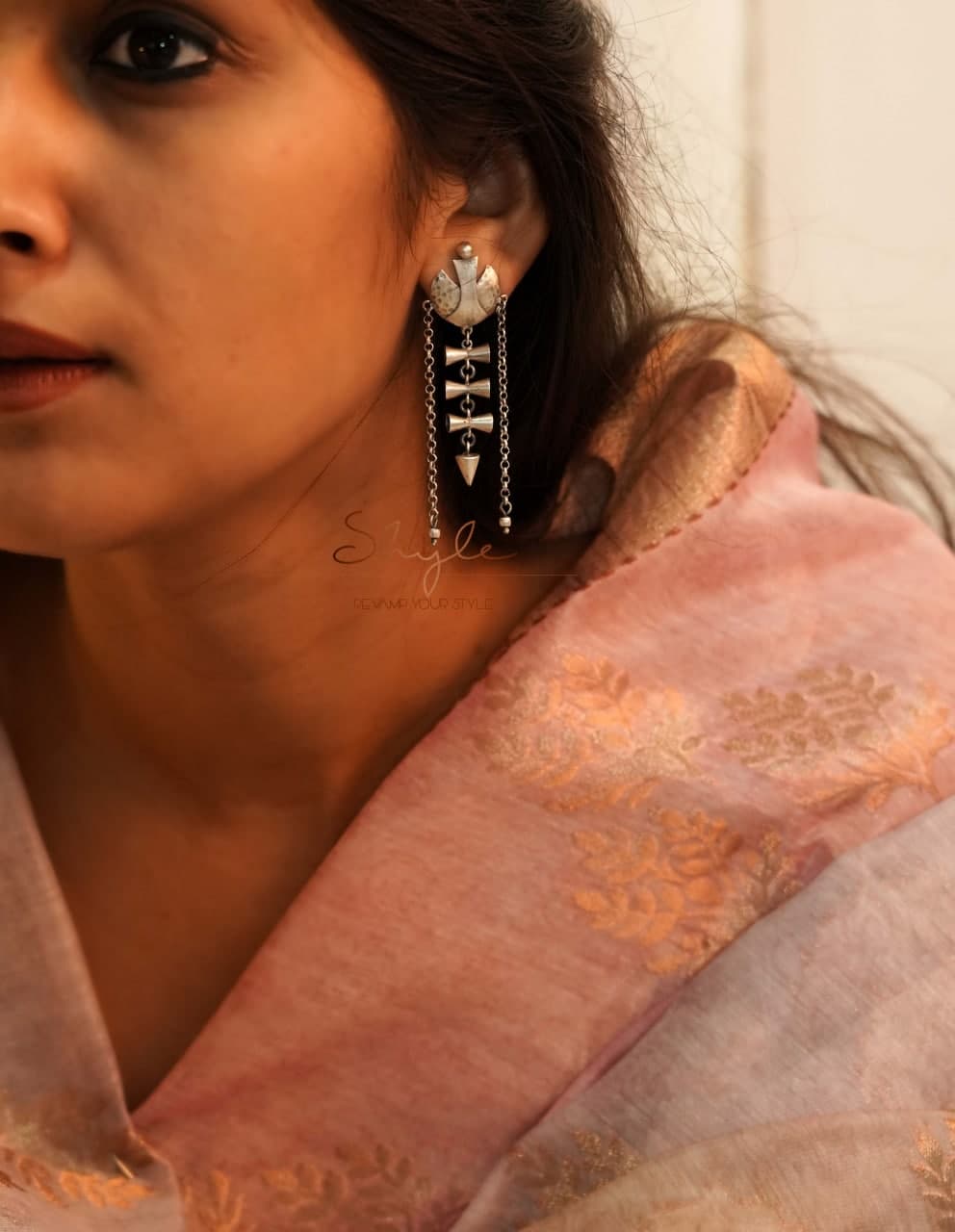 Mizoya Textured Damru Sequence Danglers primary