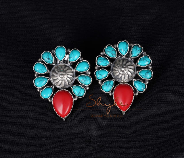 Essence Turquoise Coral Studs