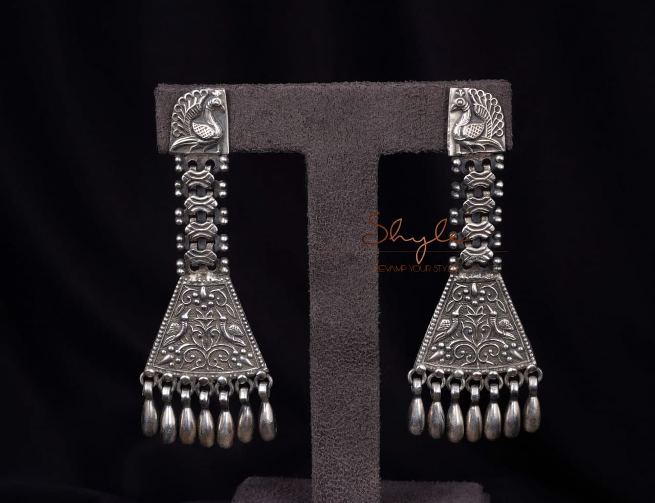 Anvaya Peacock Detailed Dangling Earrings front