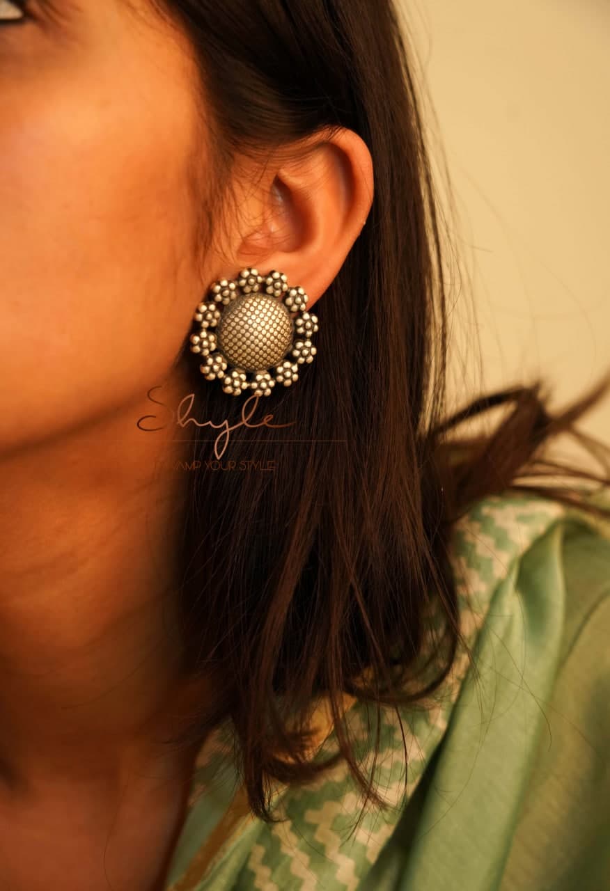 Moh Textured Flower Studs