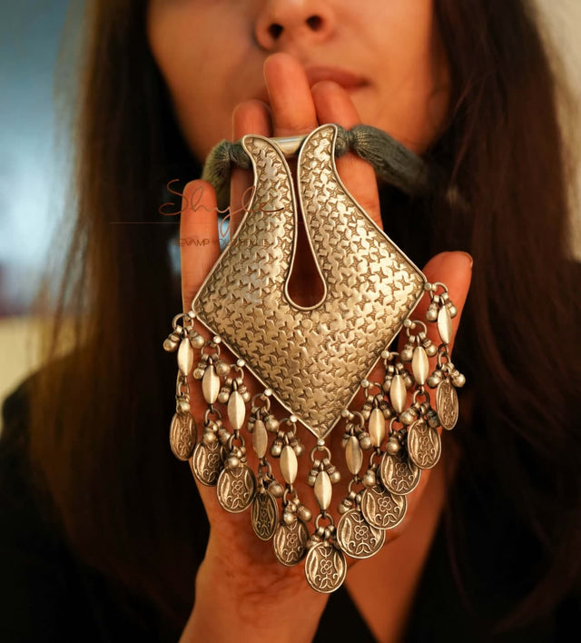 Anvaya Intricate Vintage Inspired Drop Statement Necklace