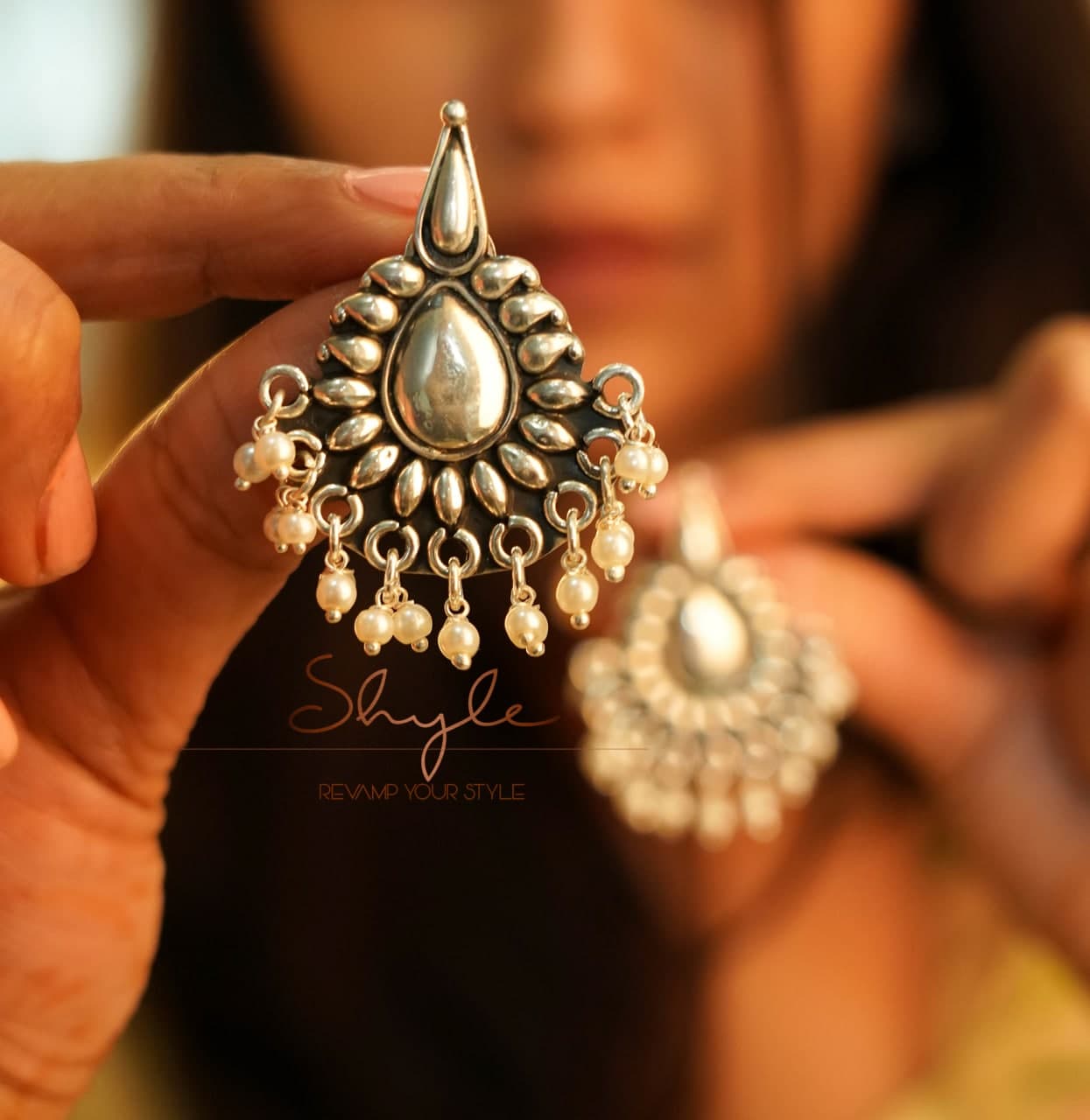 Essence Fine Embossed Pearl Drop Earrings