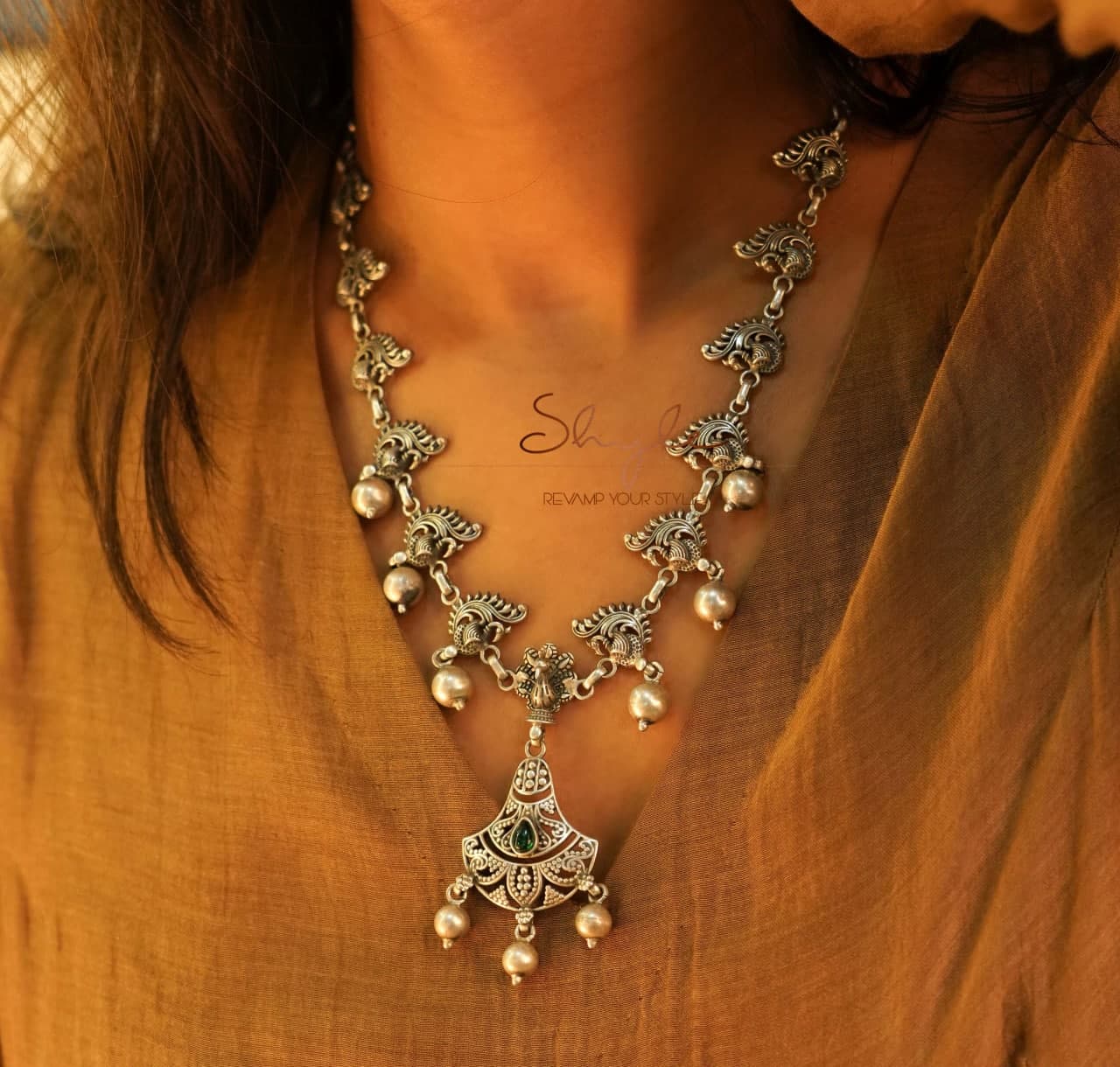 Tattva Intricate Peacock Motif Classic Necklace