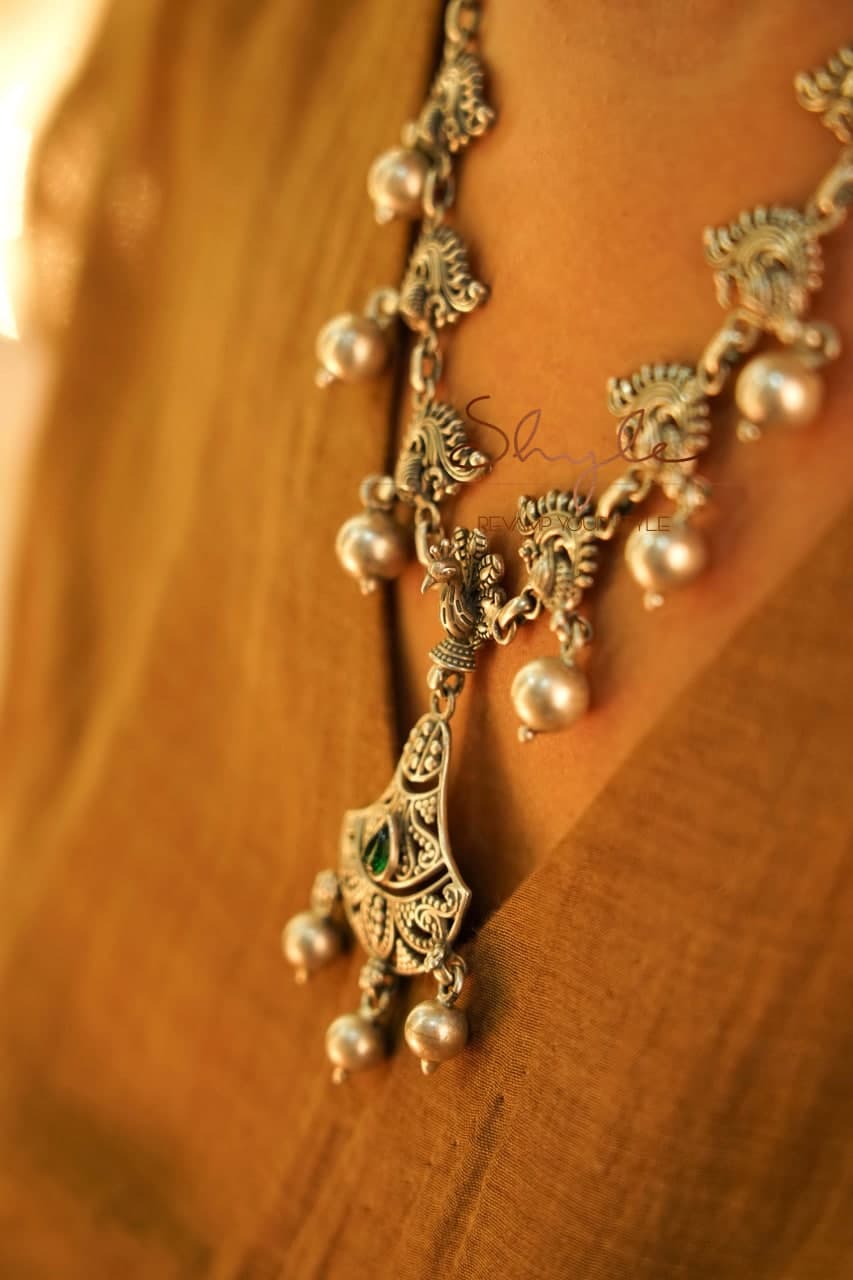 Tattva Intricate Peacock Motif Classic Necklace