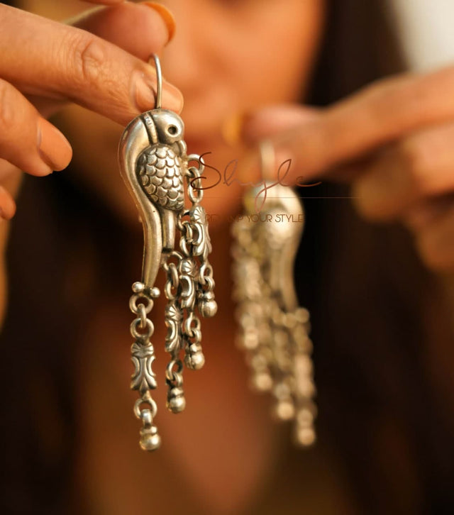 Adya Intricate Parrot Fish Hook Earrings