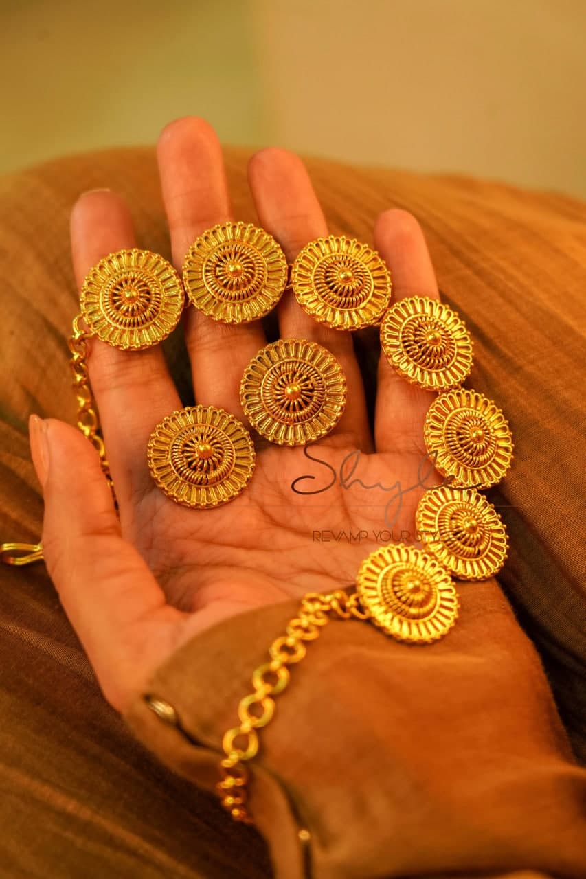 Adya Intricate Motif Sequence Necklace Gold Set