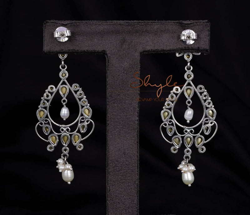Essence Fine Kundan Pearl Drop Statement Earrings