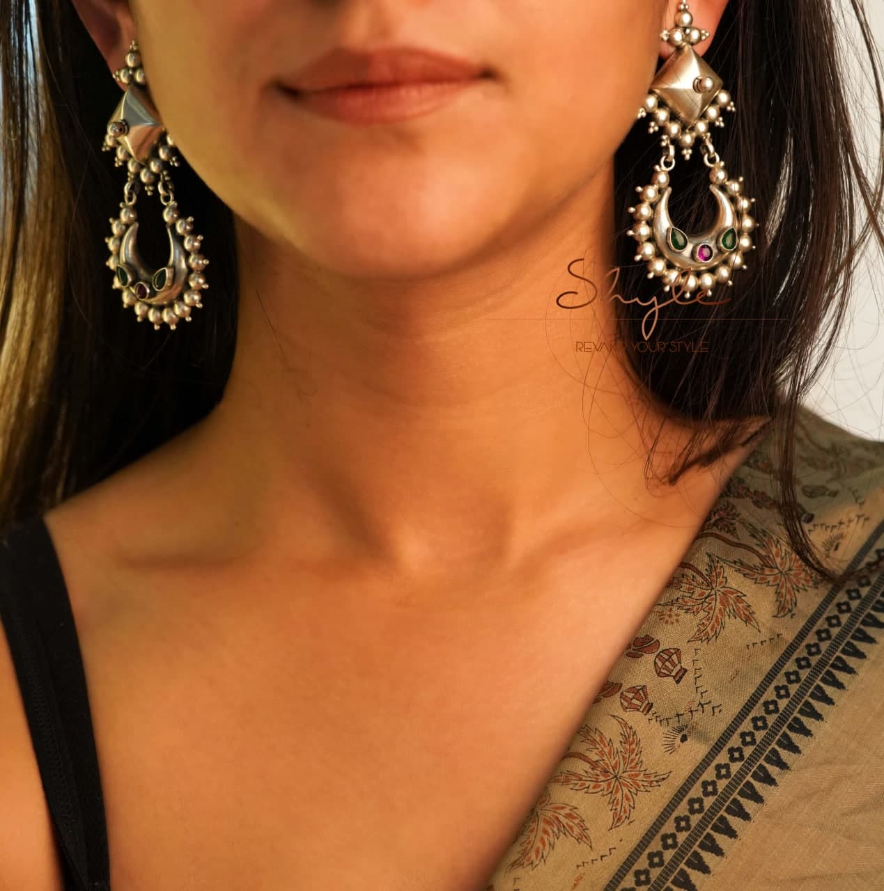 Mizoya Chandra Motif Drop Earrings
