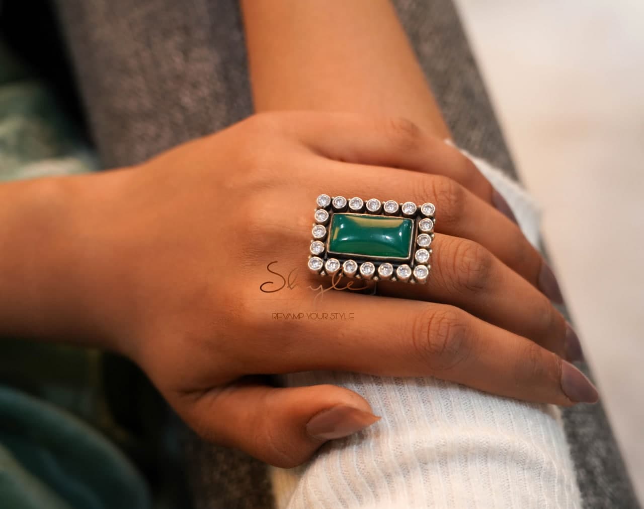 Essence Green Jade Cocktail Ring