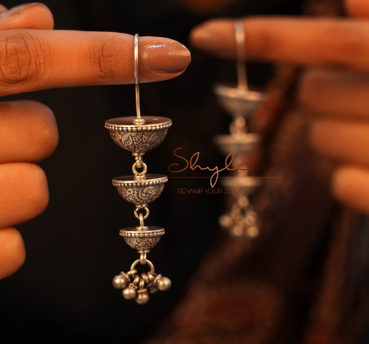 Adya Textured Layered Fish Hook Earrings - Main Image