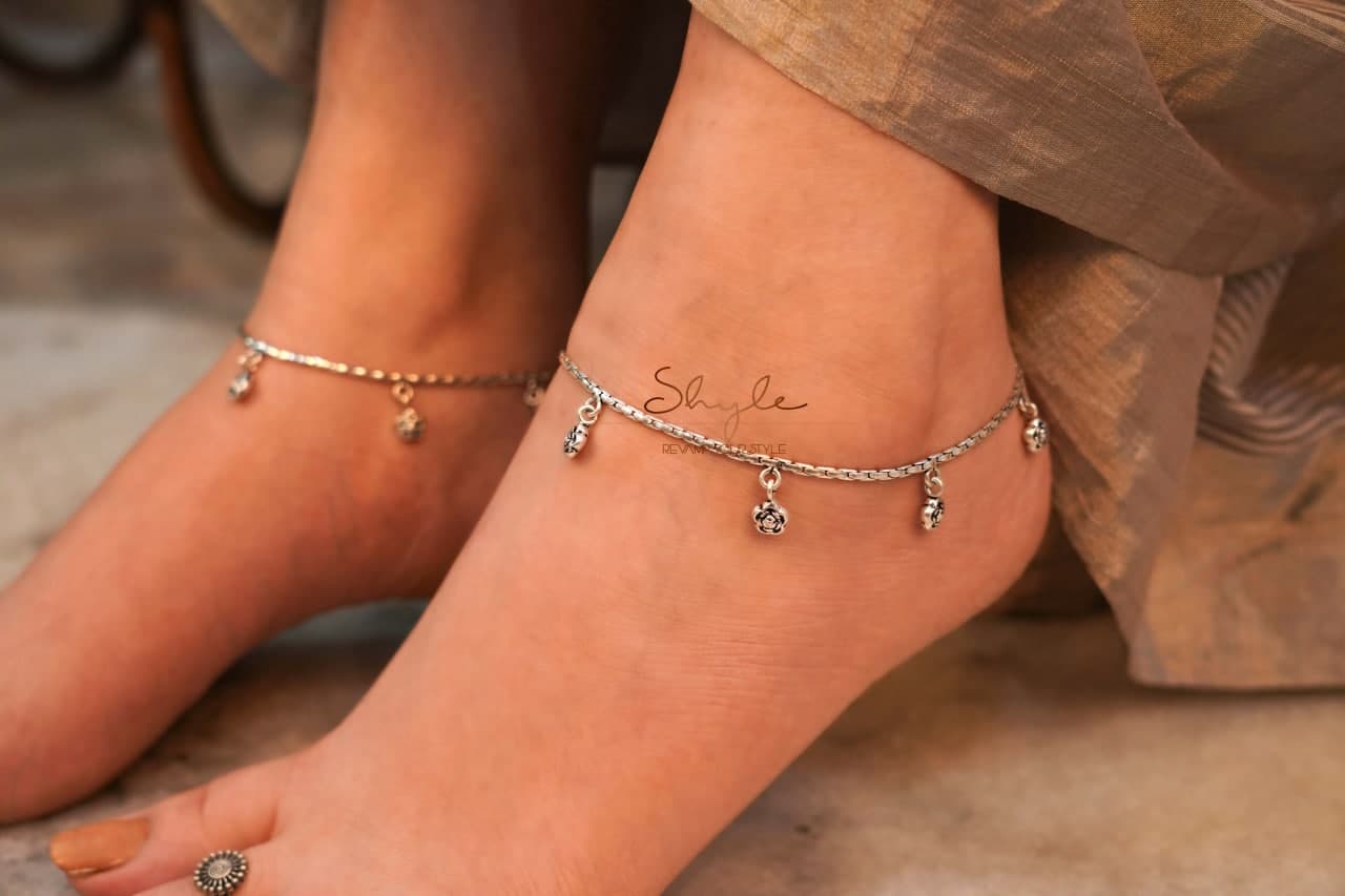 Adya Rose Drop fine Anklet Pair