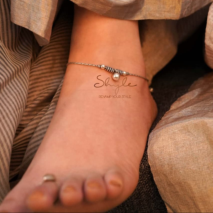 Adya Fine Ball Drop Everyday Anklet Pair
