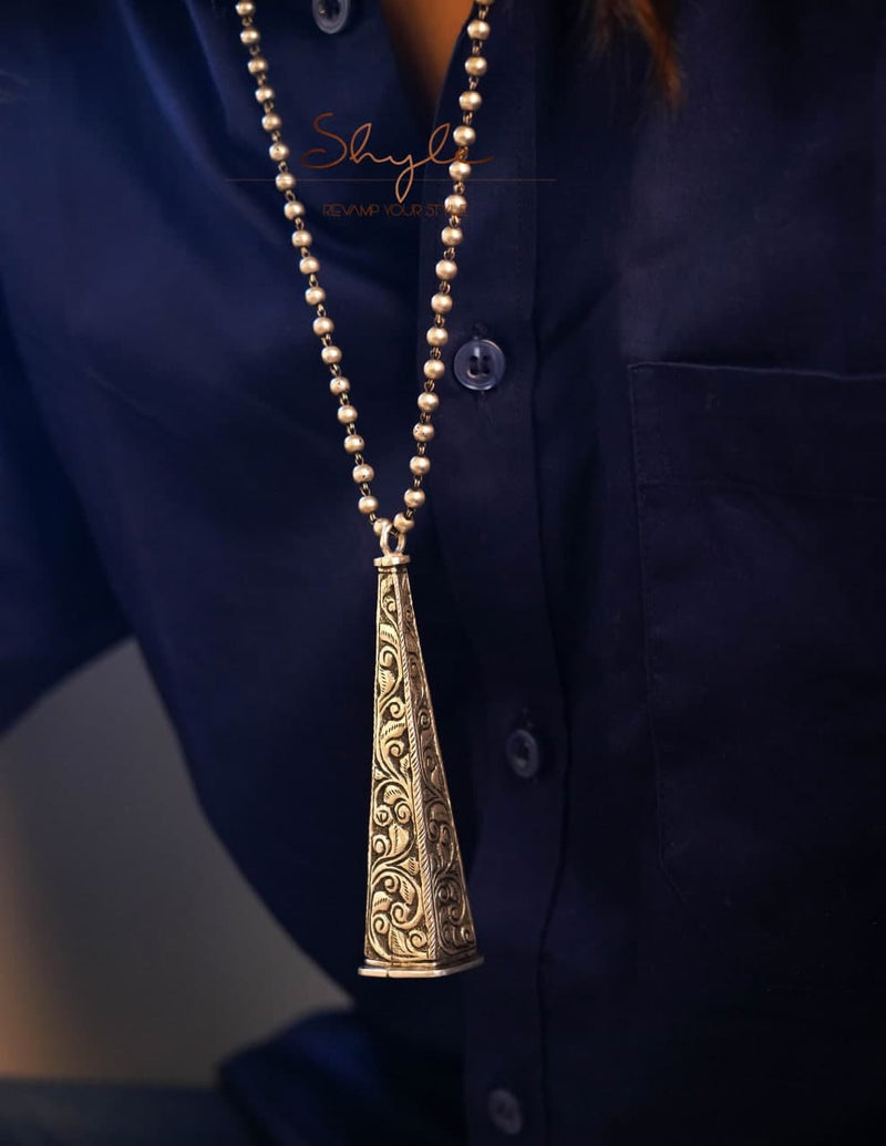 92.5 sterling silver Mizoya Chitai Vintage Hookah Cap Inspired Necklace