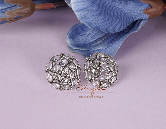 925 pure silver scintillating stone stud earrings, alternate view