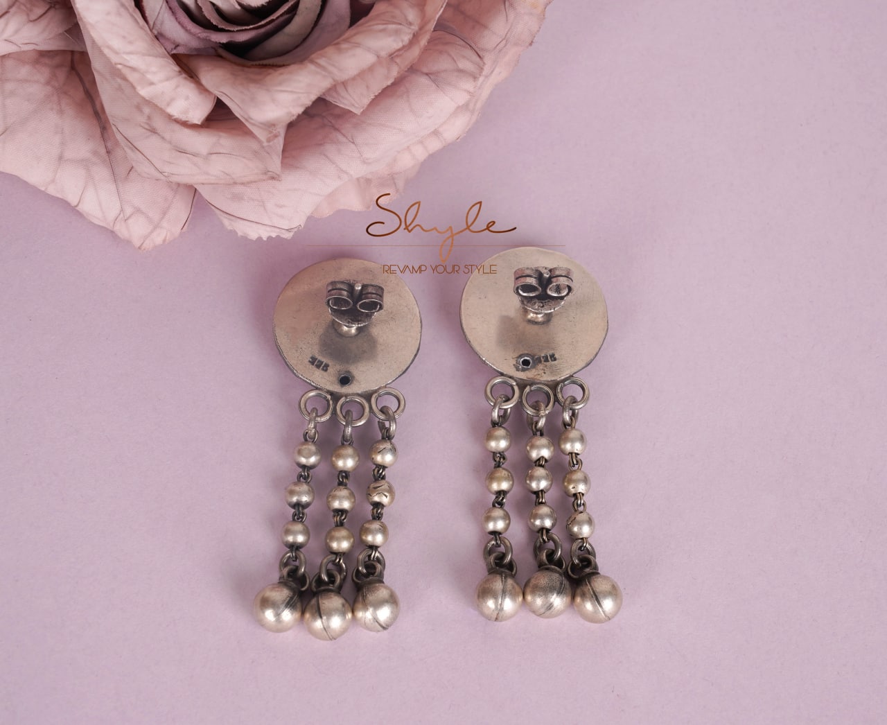 Mizoya Embossed Flower Motif Ball Drop Earring