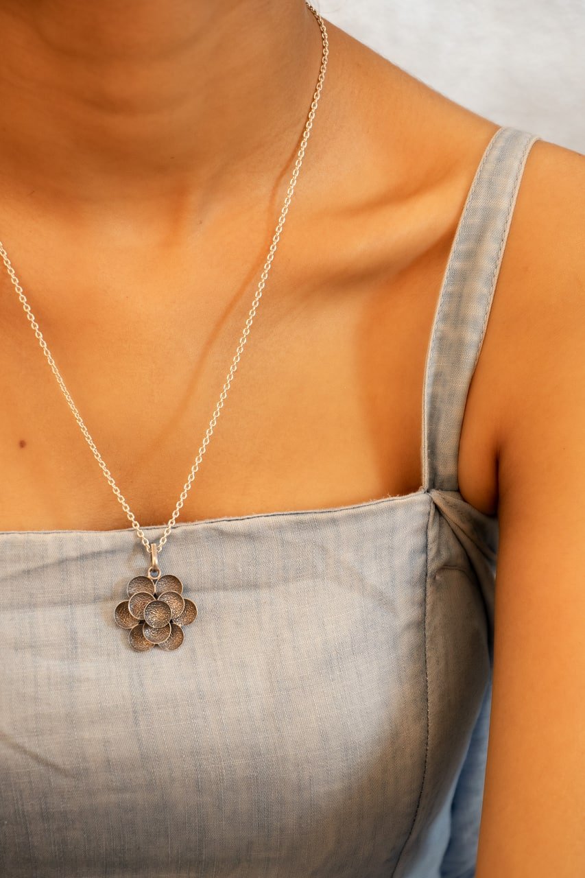 Moh Textured Flower Pendant