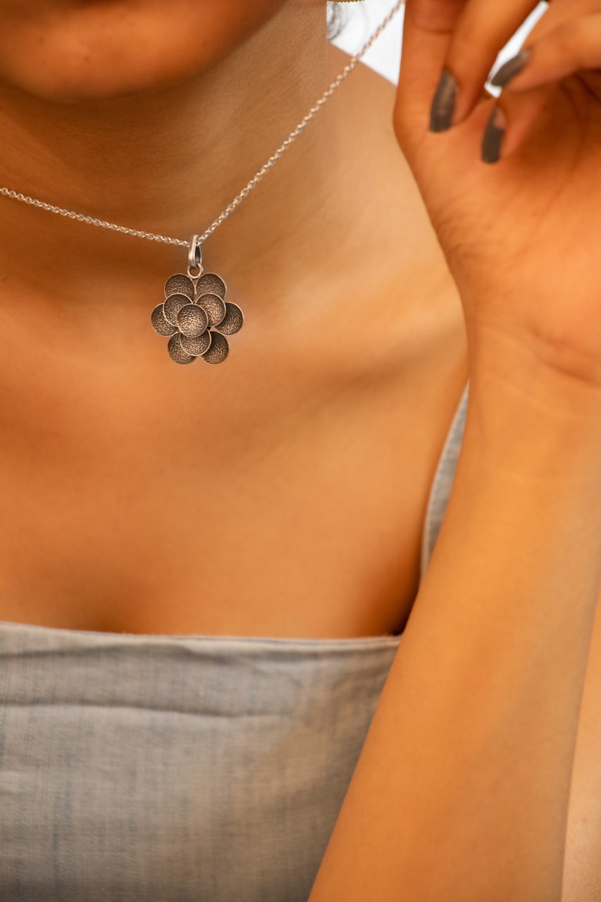 Moh Textured Flower Pendant