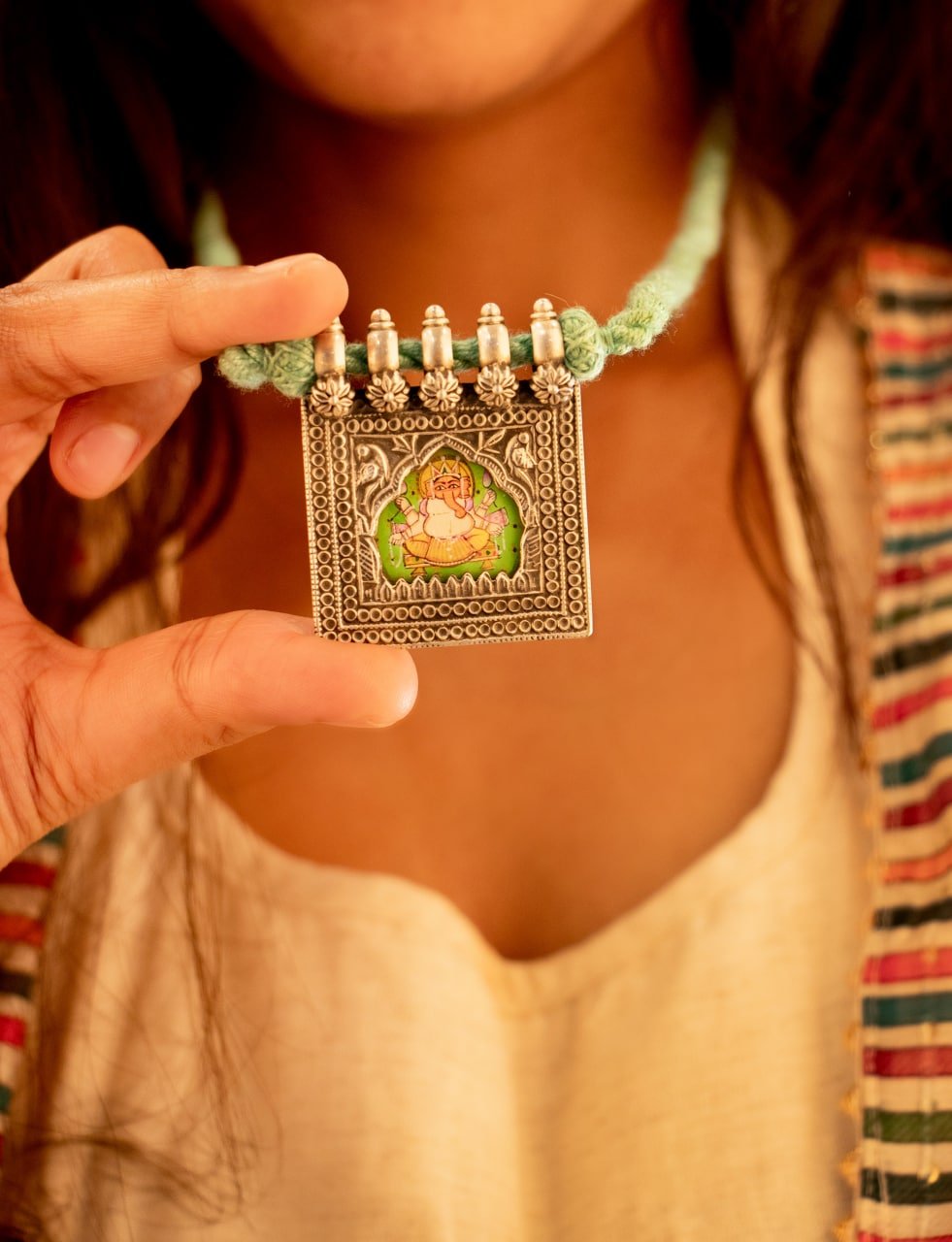 Anvaya Handpainted Ganesha Intricate Necklace