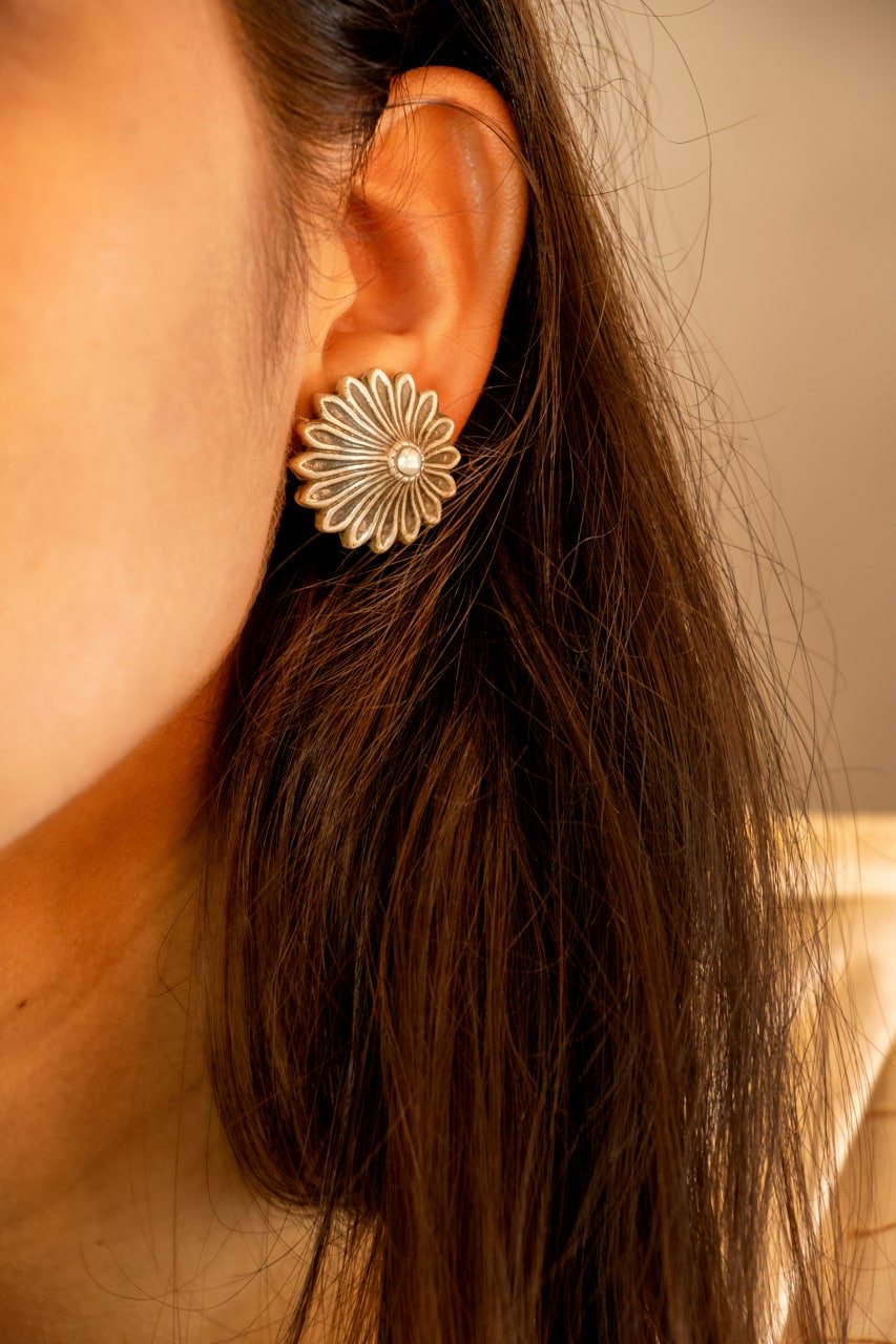 Adya Blossom Flower Embossed Earring