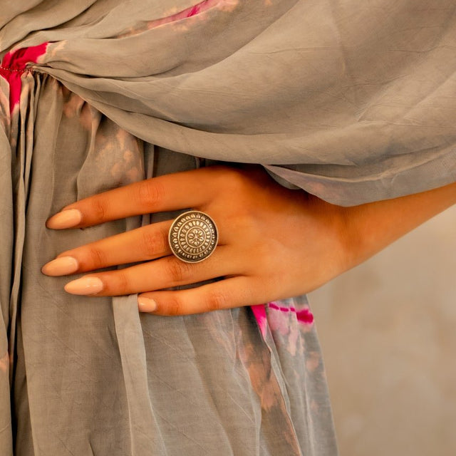 Adya Intricate Sequence Circular Motif Ring