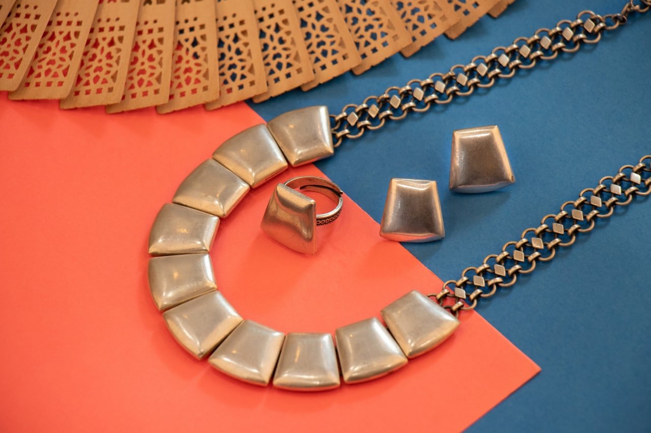 Adya Versatile Matte Statement Necklace Earring Ring Set