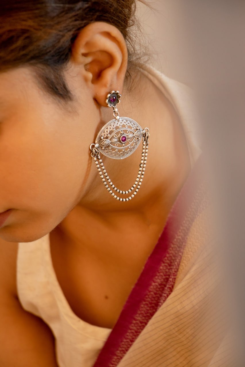 Mizoya Layered Drop Intricate Earrings