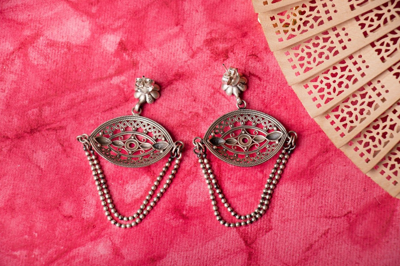 Mizoya Layered Drop Intricate Earrings