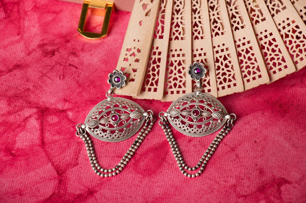 Mizoya Layered Drop Intricate Earrings