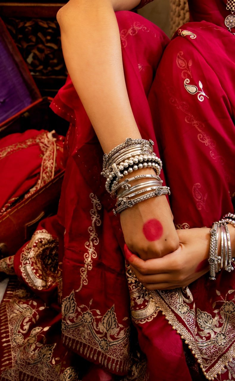 Mizoya Guthau Rose Bordered Ball Kada Timeless Bangle Set