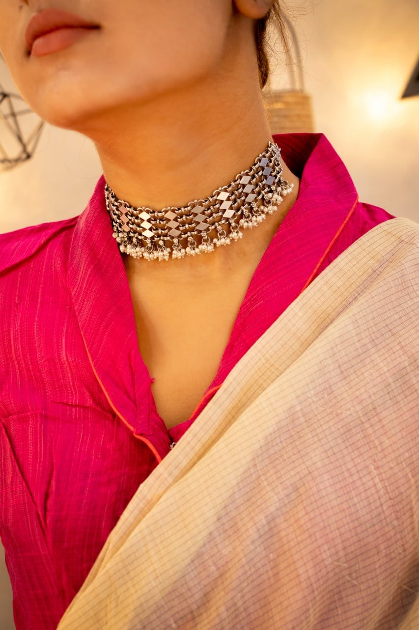 Tattva Intricate Jali Pearl Drop Choker Set