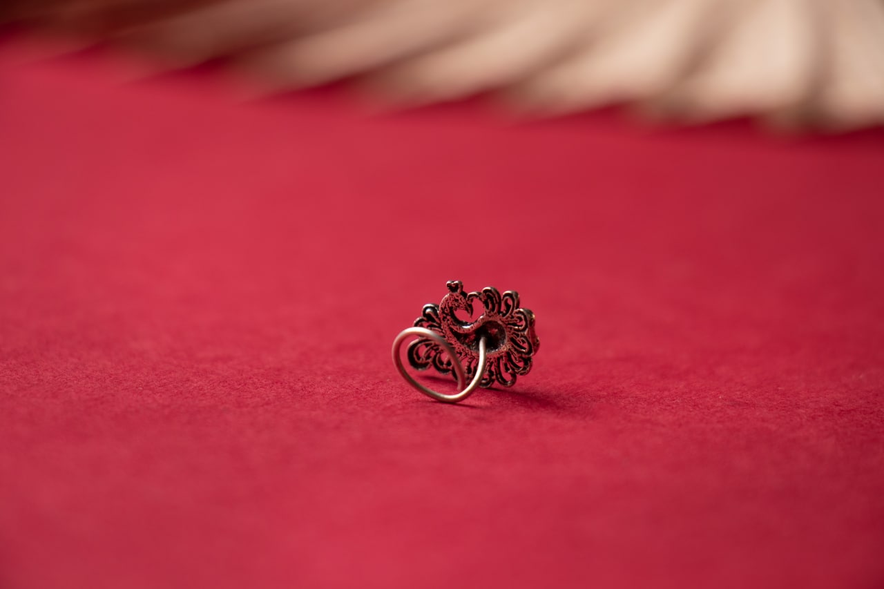 Adya Intricate Peacock Nose Ring