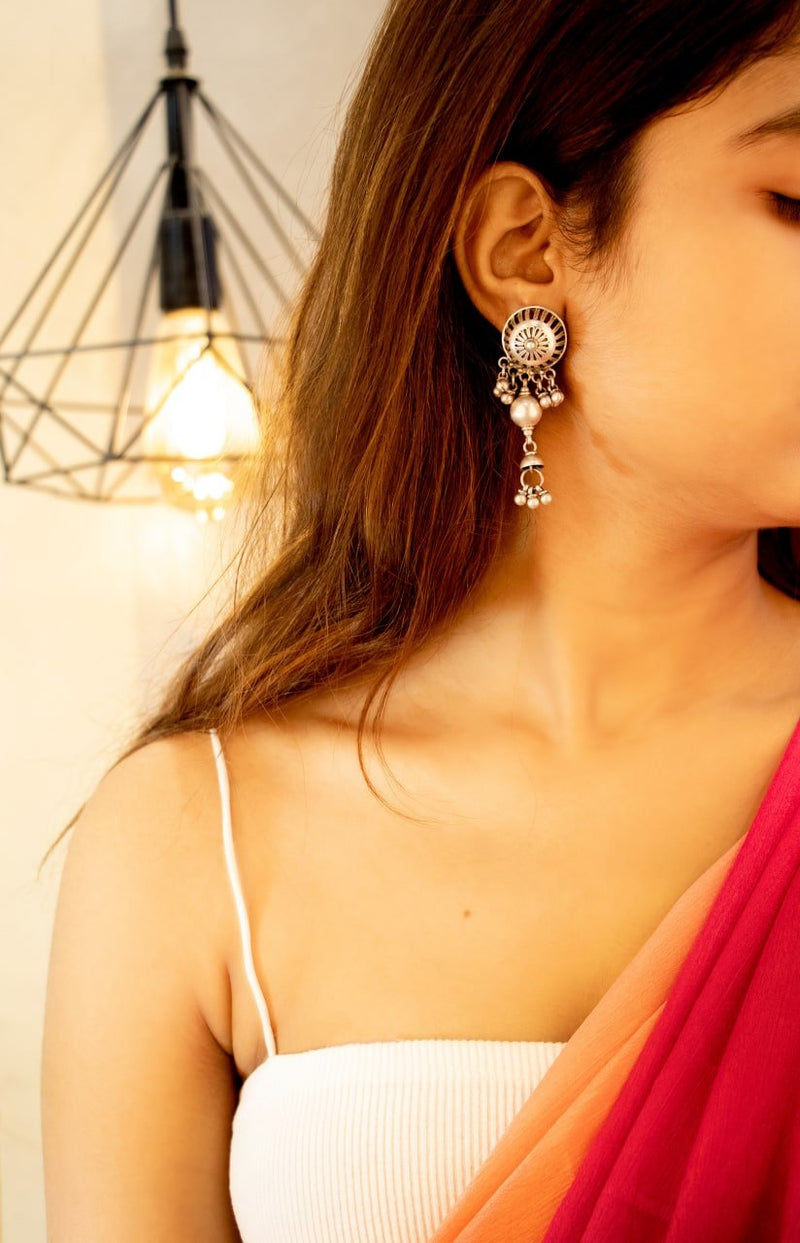 Tattva Carved Embossed Motif Ghughri Drop Earrings