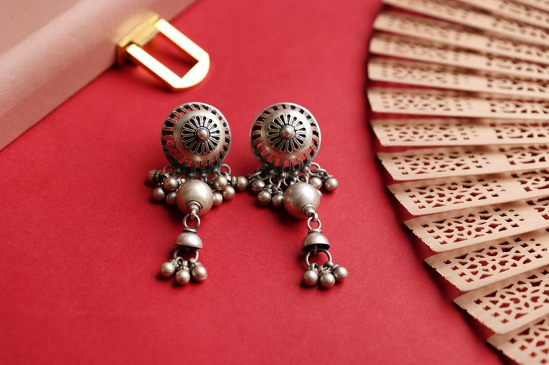 Tattva Carved Embossed Motif Ghughri Drop Earrings