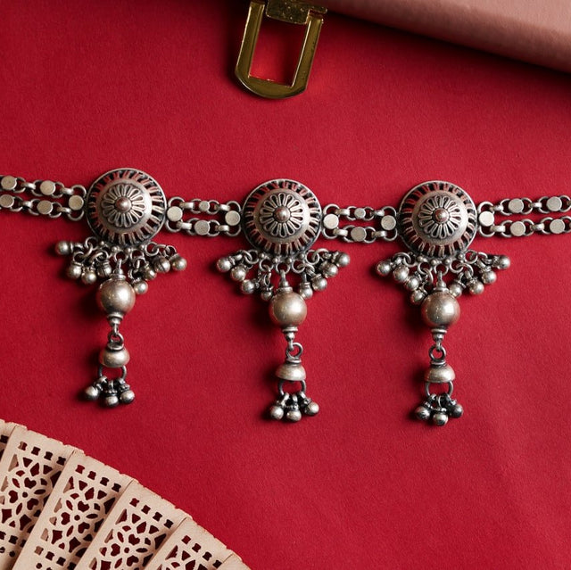 Tattva Carved Embossed Motif Ghughri Drop Choker