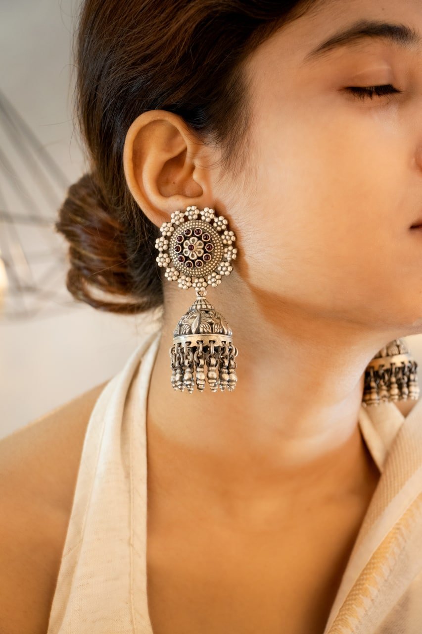 Jhumri Classic Motif Peacock Embossed Jhumka