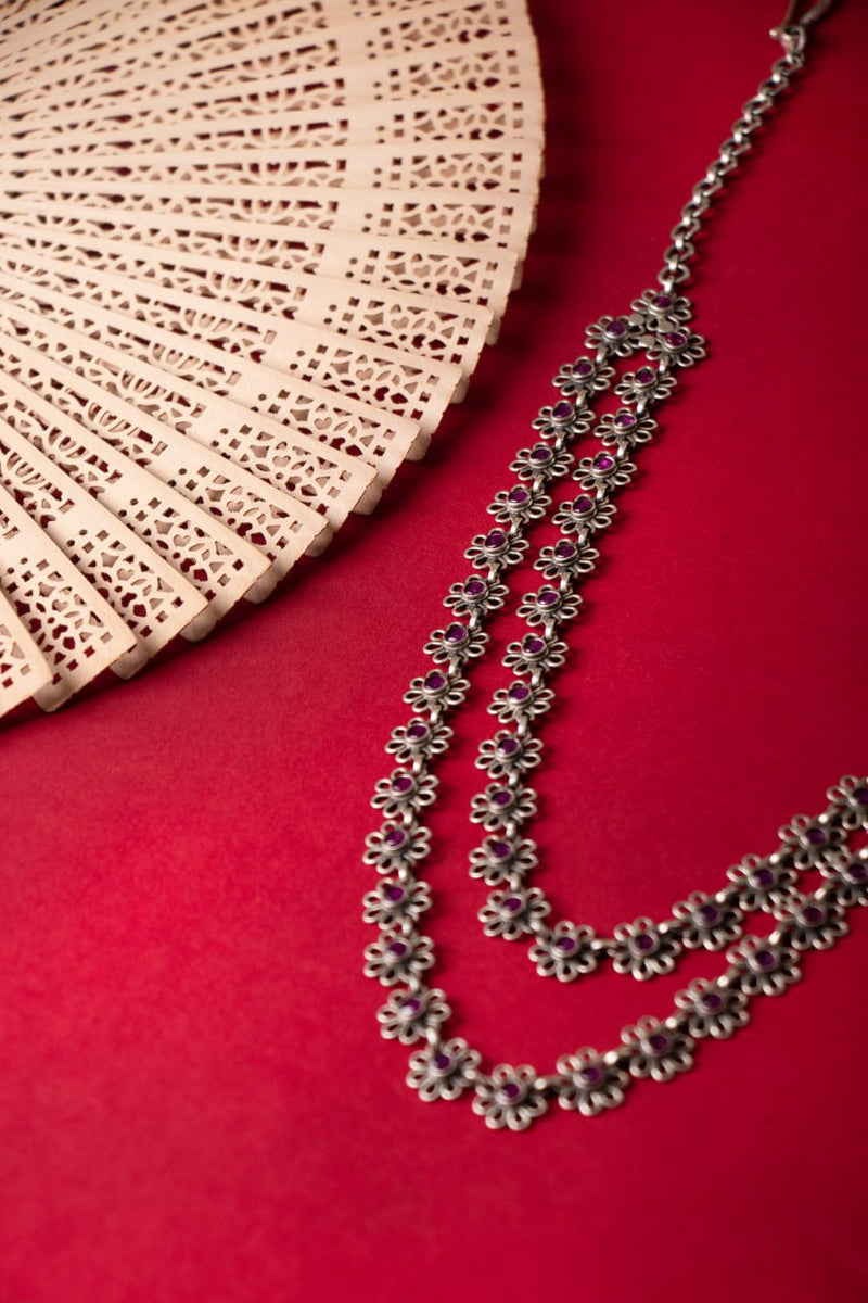 Tattva Two Layered Carved Flower Necklace