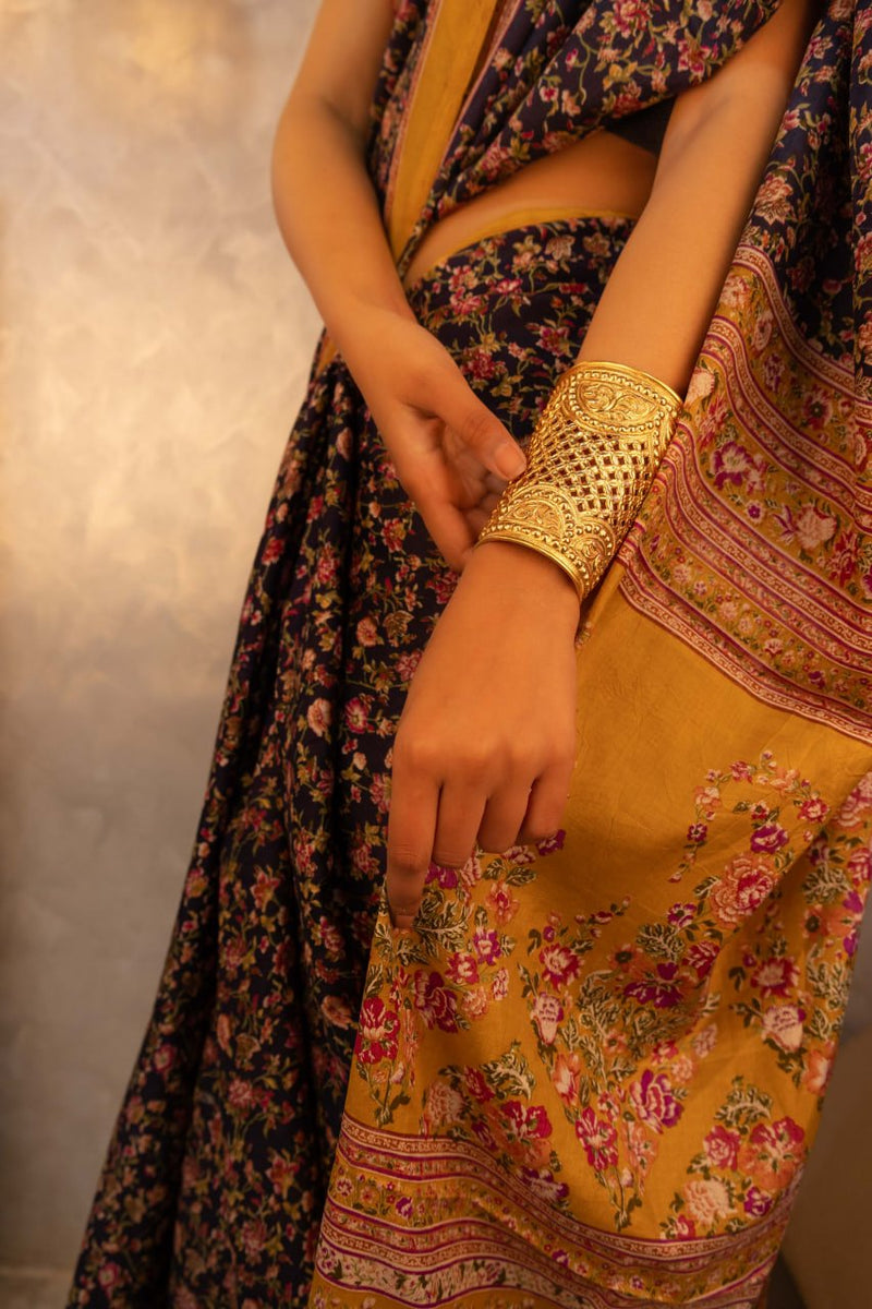 Tattva Classic Jali Chitai Detailed Gold Plated Statement Kada