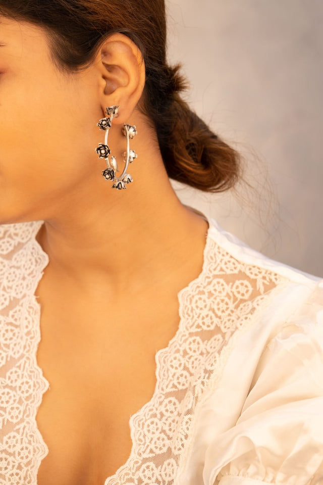 Moh Pearl Flora Bird Statement Hoops