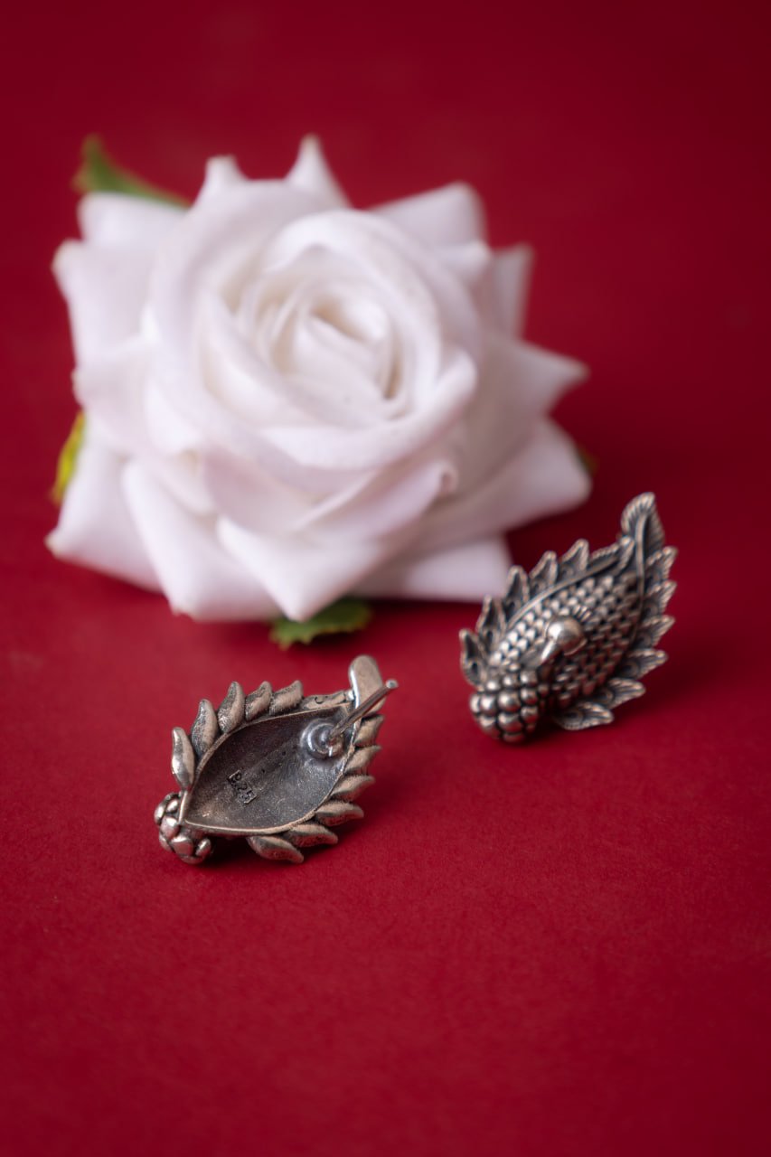 Moh Peacock Intricate Embossed Studs