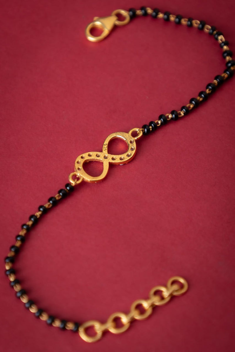 92.5 sterling silver Adya Infinity Knot Gold Plated Hand Mangalsutra, view 5