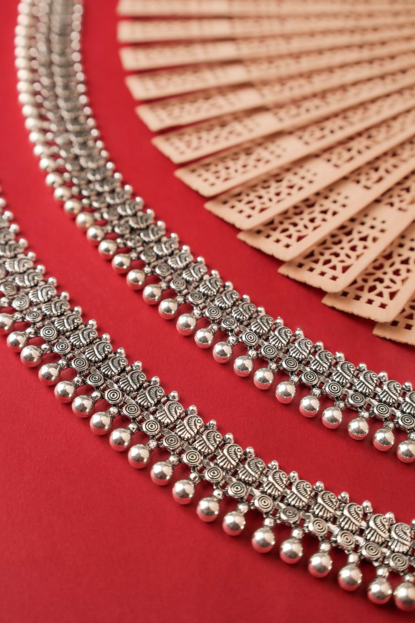 Qurbat Peacock Sequence Timeless Anklet Pair