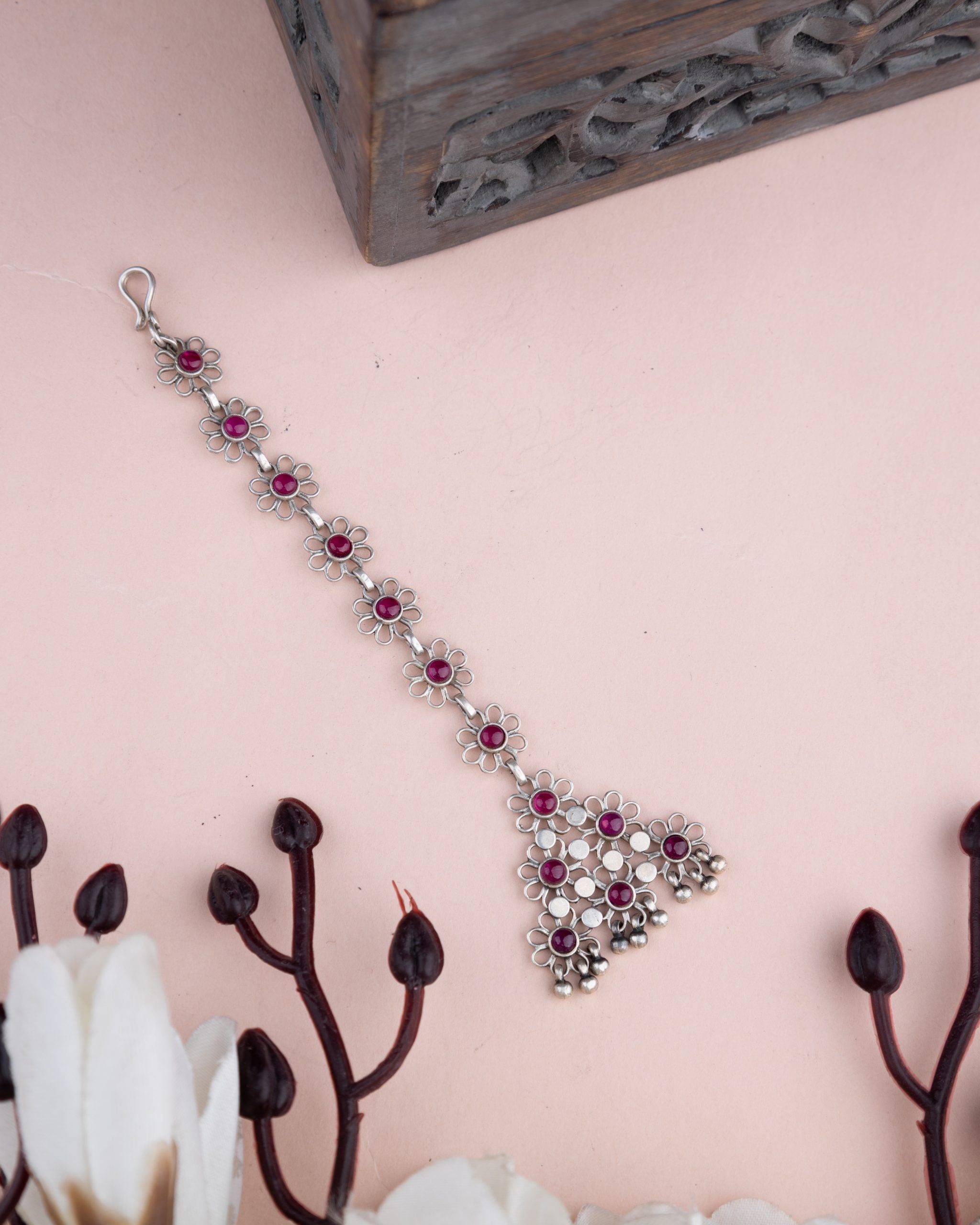 Tattva Carved Flower Statement Maangtika