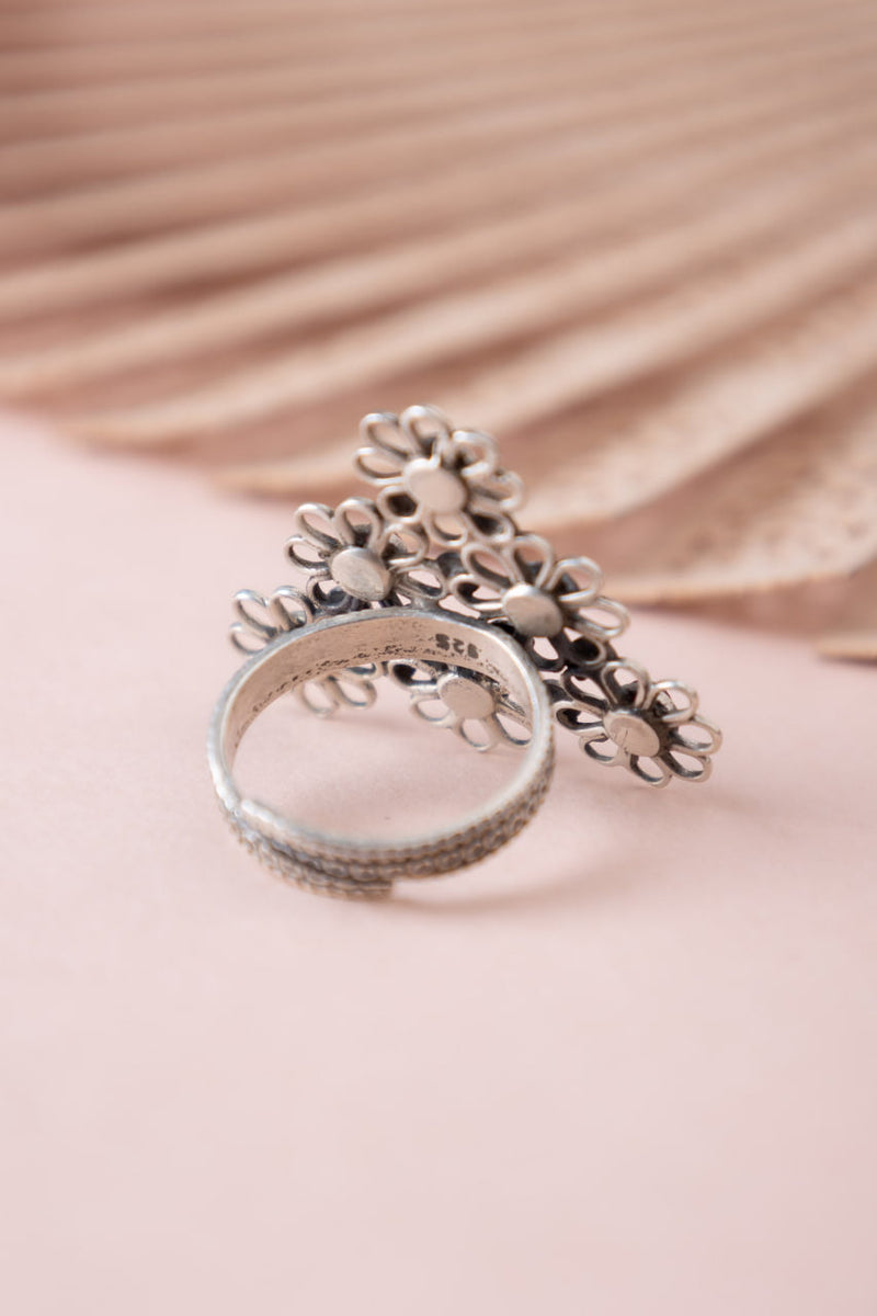 Tattva Carved Flower Statement Ring