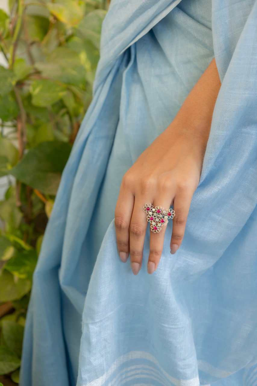 Tattva Carved Flower Statement Ring