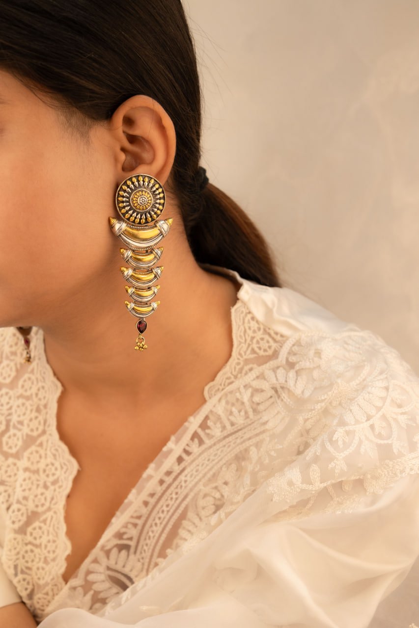 Tattva Dual Tone Layered Statement Earring