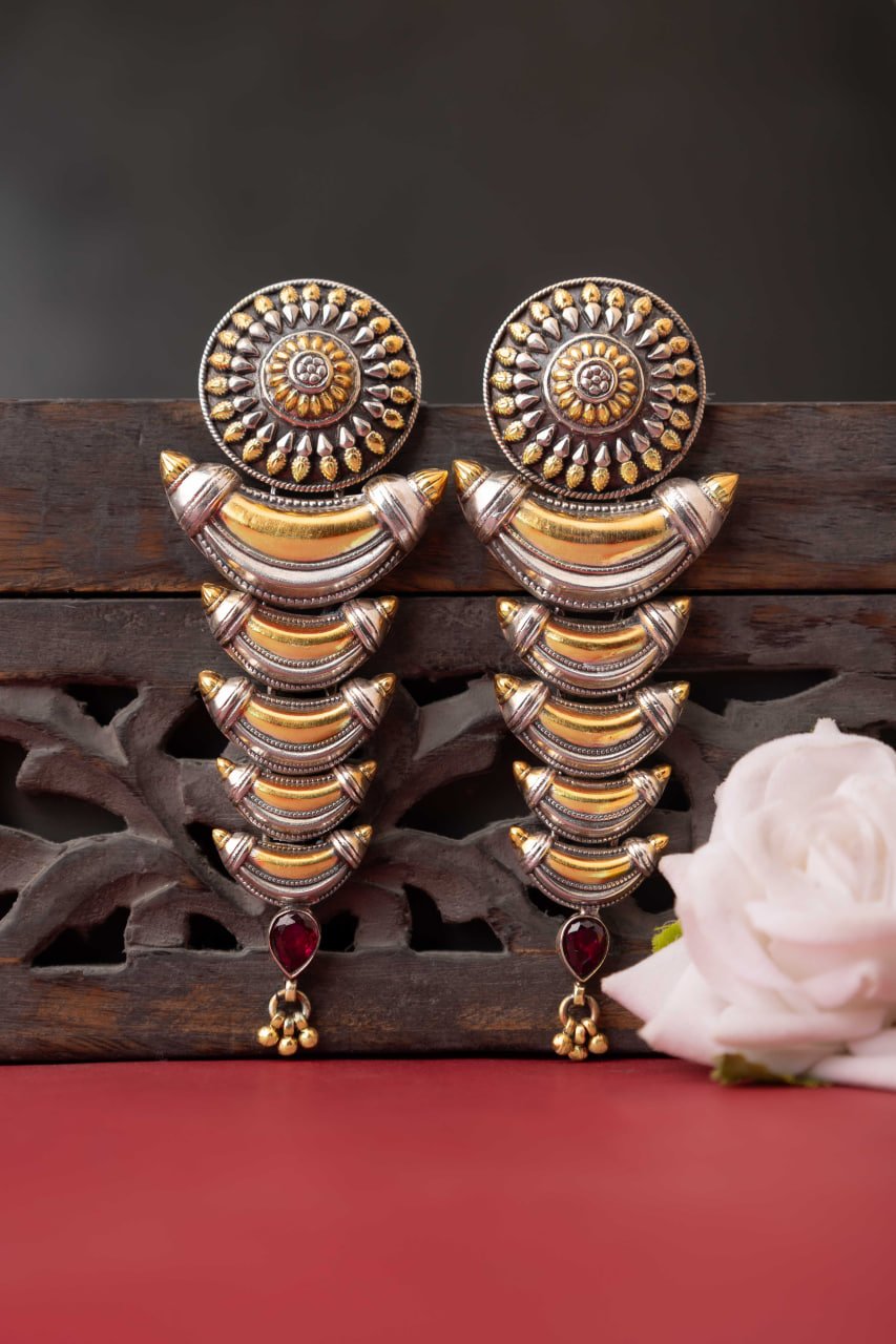 Tattva Dual Tone Layered Statement Earring