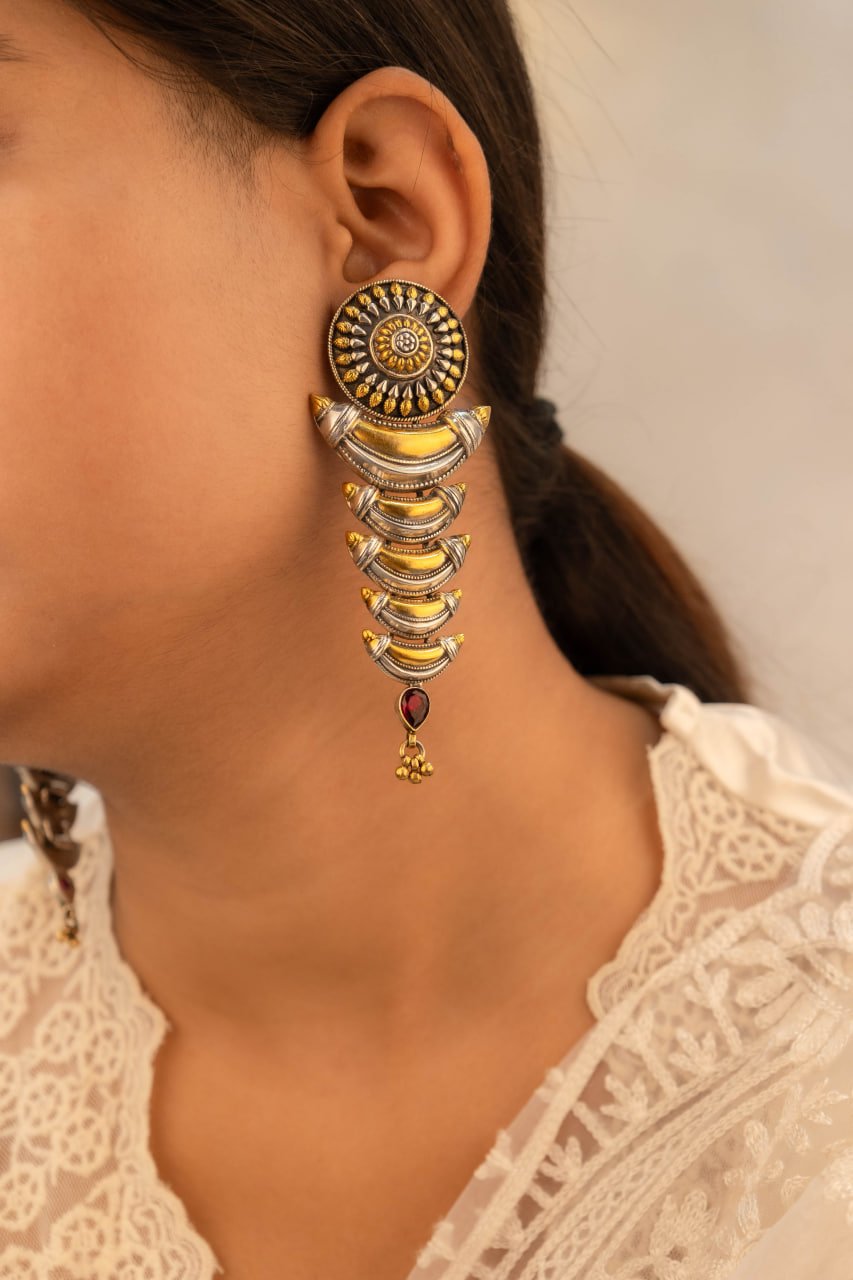 Tattva Dual Tone Layered Statement Earring